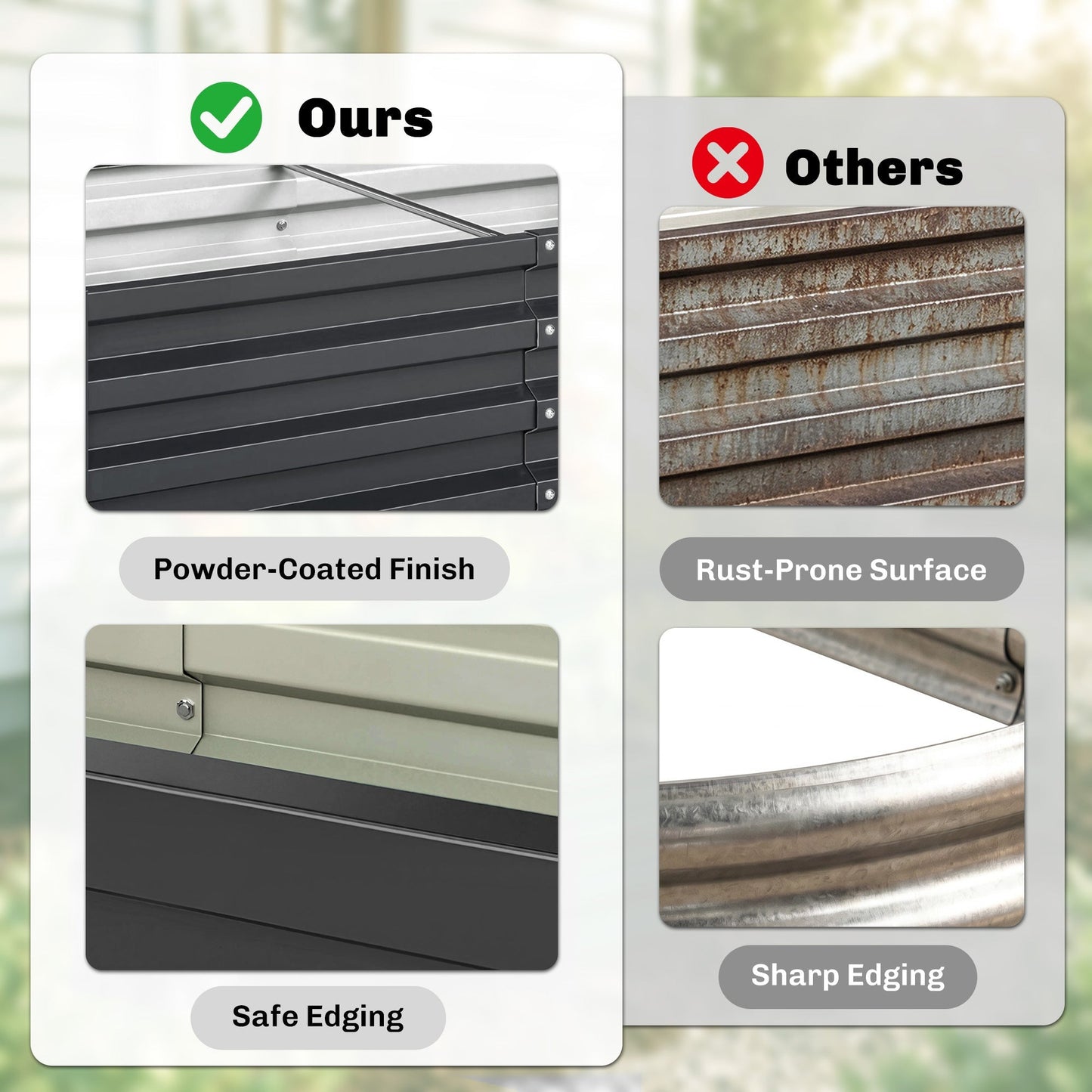 Outsunny Set of 2 Raised Beds for Garden, Galvanised Outdoor Planters for Herbs Vegetables, Use for Patio Balcony, Grey