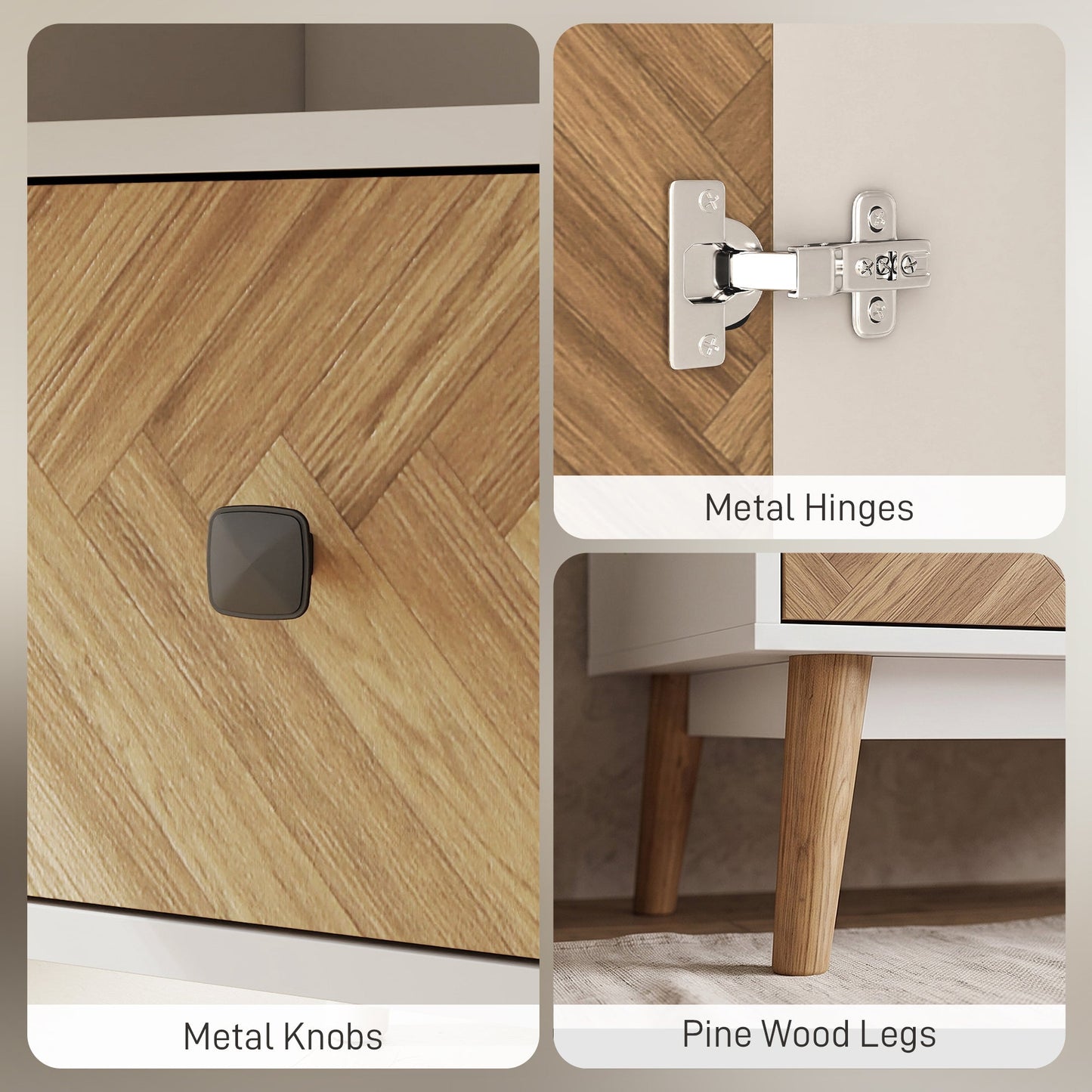 HOMCOM Cabinet Wood-Effect Sticker Surface, Modern Wardrobe with 2 Hanging Rods, 2 Storage Shelves and 2 Drawers, White