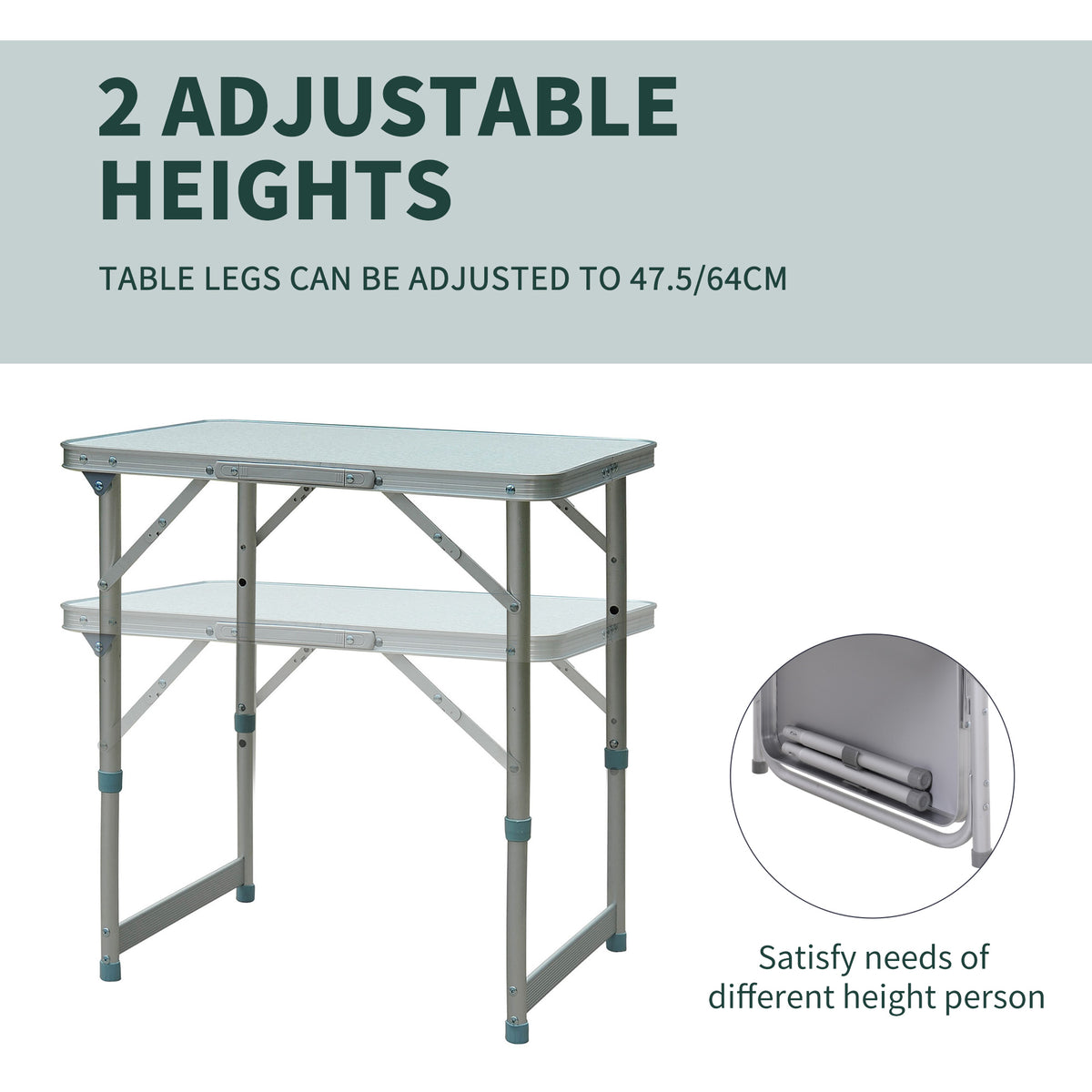 Outsunny Patio Foldable Picnic Table in Silver