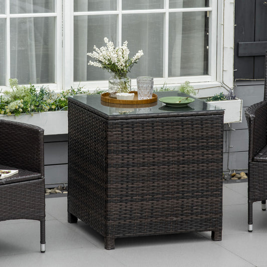 Outsunny Rattan Garden Furniture Side Table in Mixed Brown