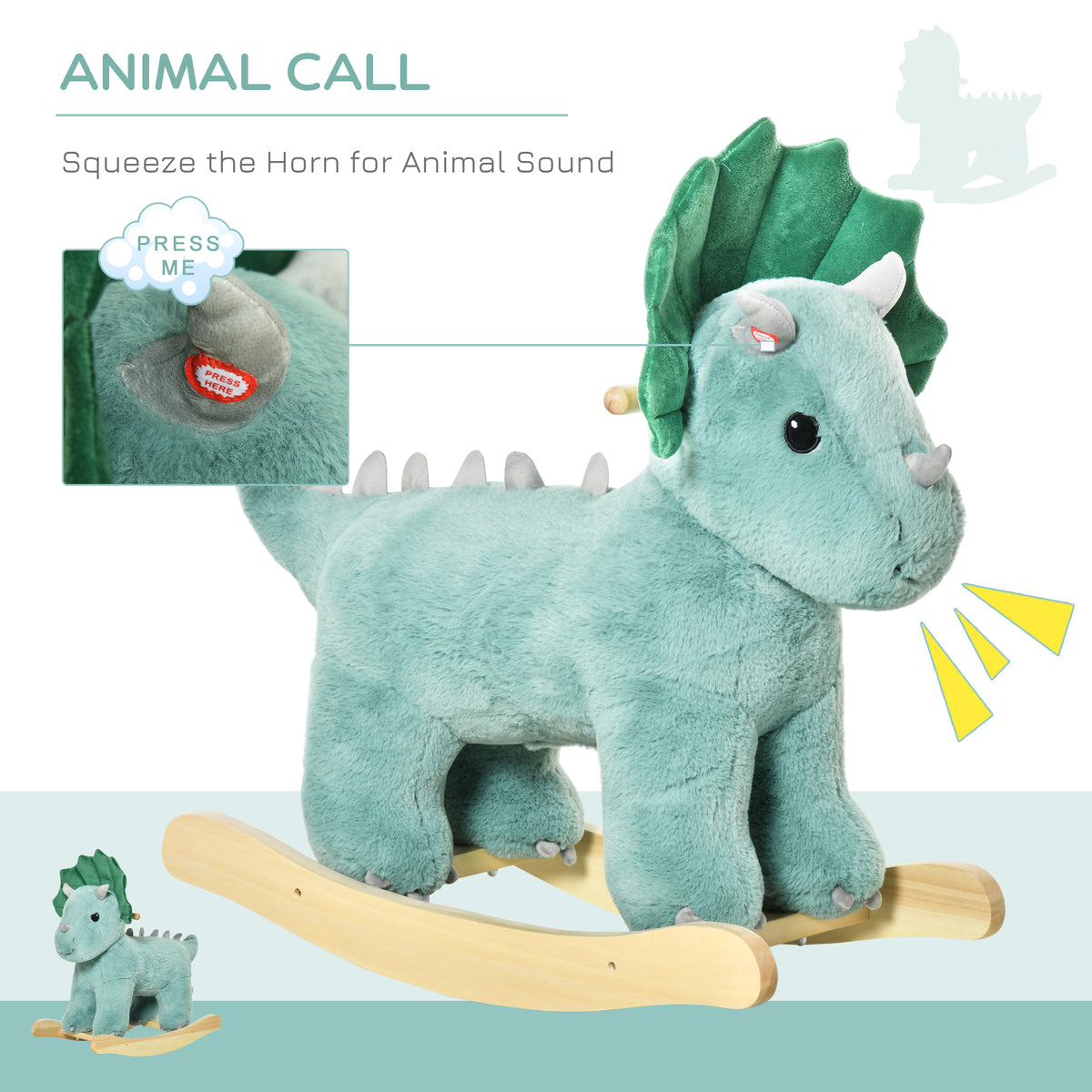 HOMCOM Plush Ride-On Rocking Dinosaur in Green