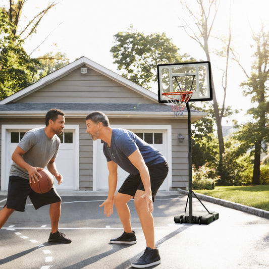 HOMCOM Portable 10ft Basketball Backboard Hoop Set in Black