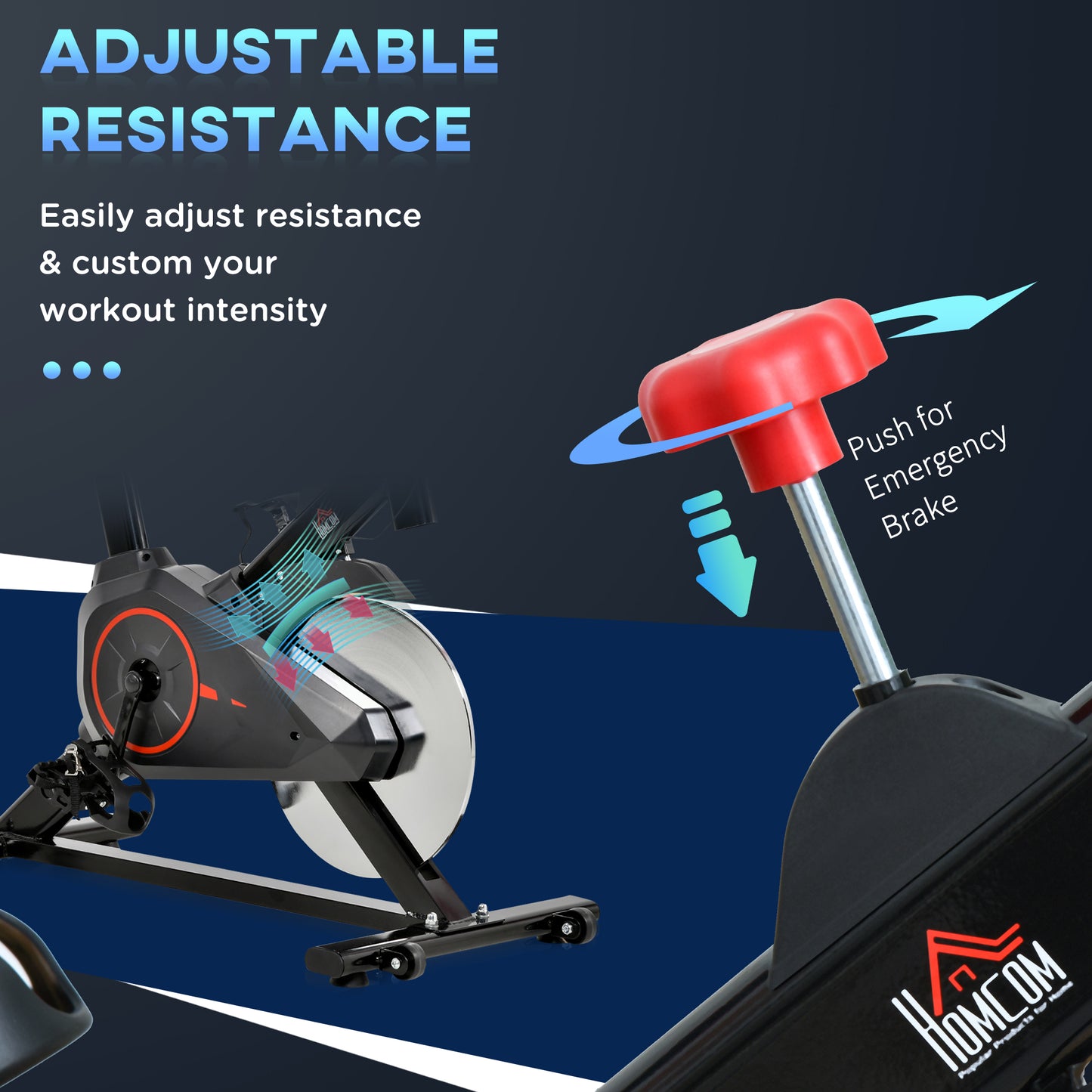 HOMCOM Indoor Upright Exercise Bike Machine, with Adjustable Seat, Resistance, Handlebar, LCD Display