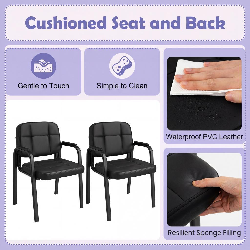 Waiting Room Guest Chairs Set of 4 with Sled Base for Conference Room-Black