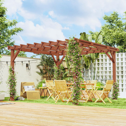 Outsunny 3.3 x 3.3 m Wooden Pergola Kit, Graden Pergola Gazebo Grape Trellis with Stable Structure for Climbing Vines, Flowers