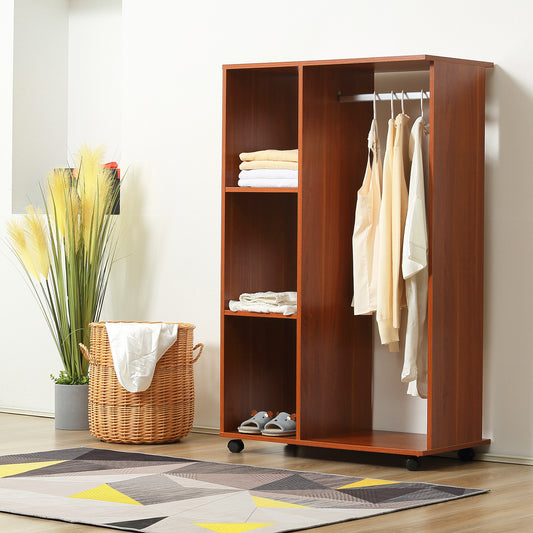HOMCOM Open Wardrobe on Wheels in Walnut