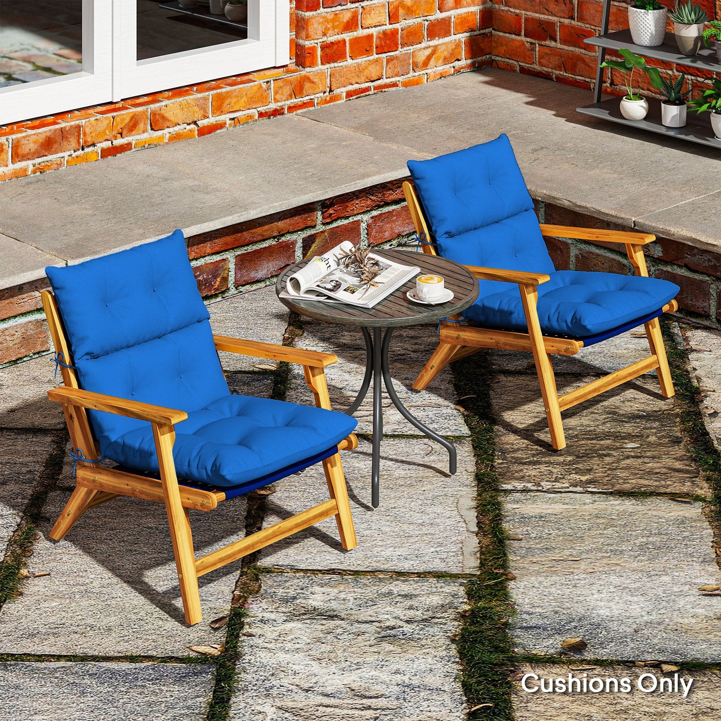 Outsunny Set of 2 Rocking Chair Padded Seat Cushions - Blue