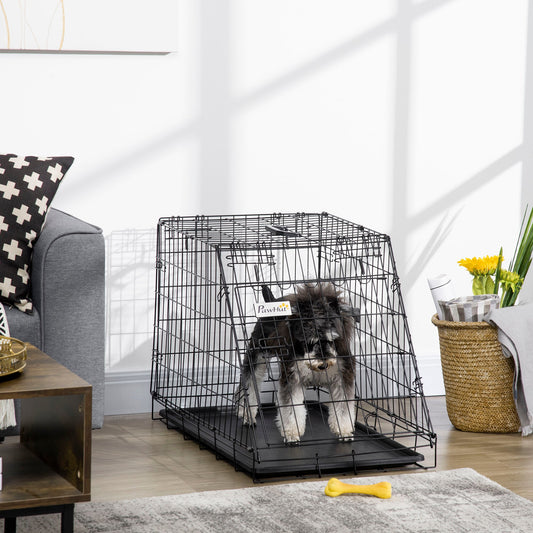 Pawhut Trapeze Collapsible Dog Pet Travel Box Cage Removable Tray 78 x 47 x 55cm