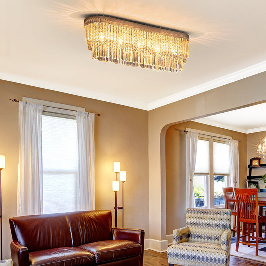 HOMCOM Modern Raindrop Crystal Chandelier in Silver