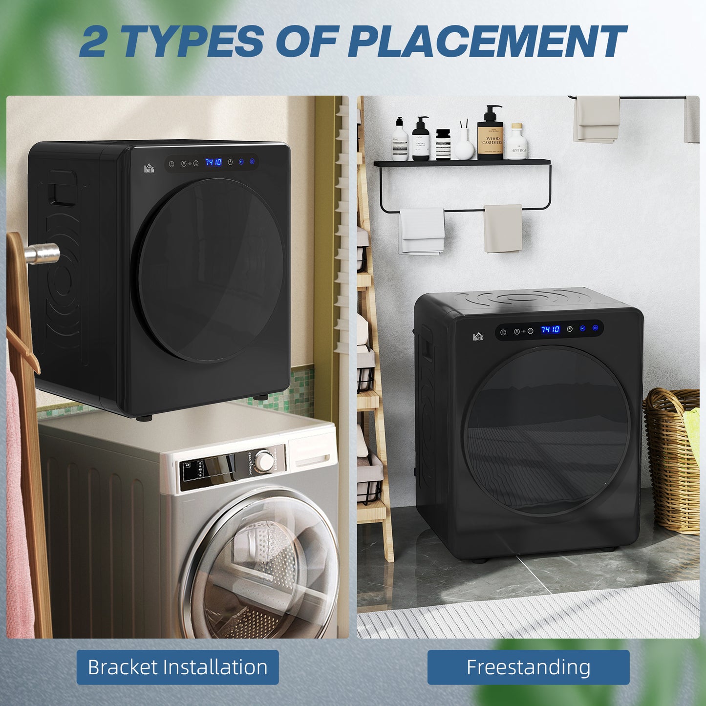 HOMCOM 4kg Compact 40-60℃ Tumble Dryer - Black