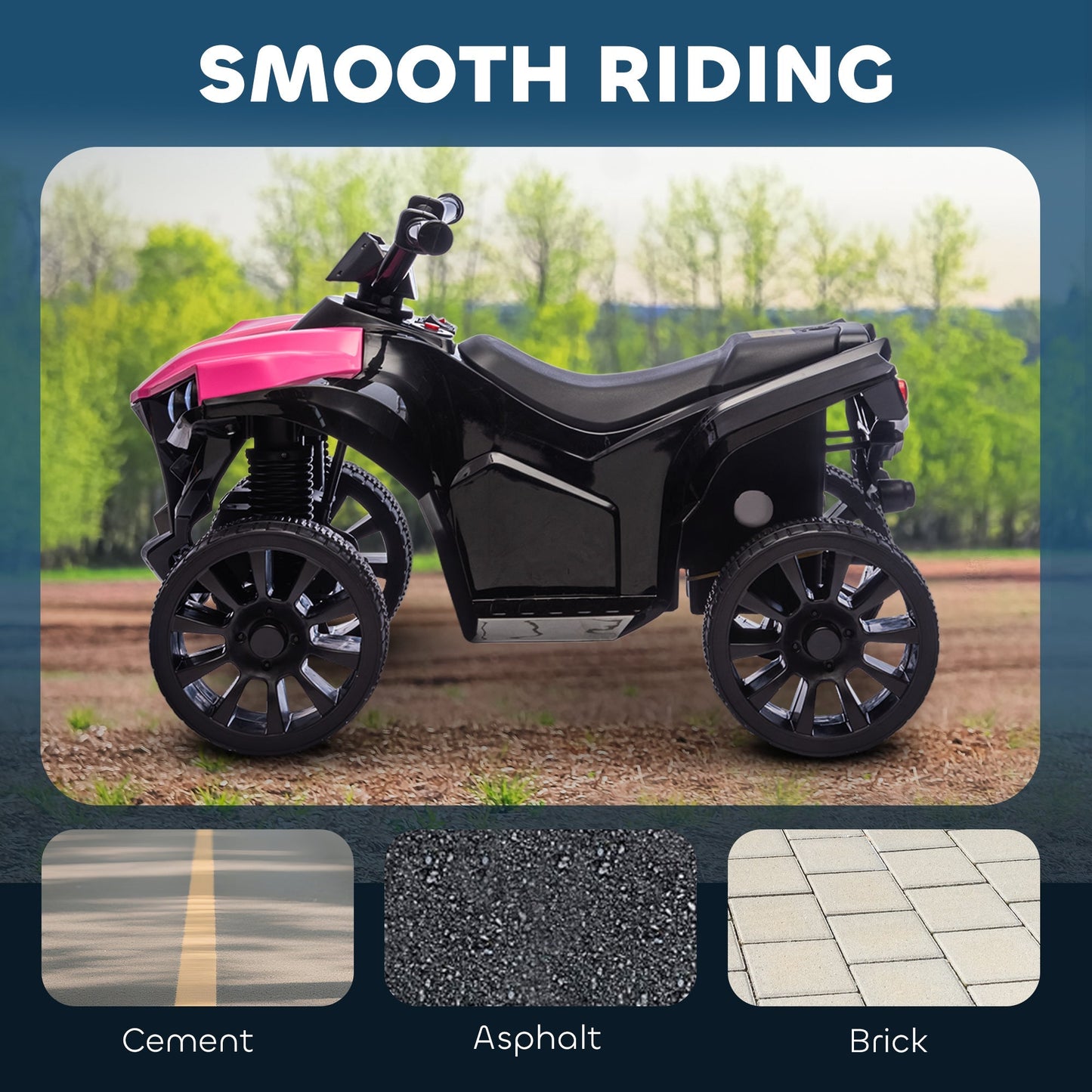 AIYAPLAY 6V Kids ATV, 4 Wheeler Electric Ride on Car with Music and LED Headlights, for Ages 3-6 Years Boys and Girls, Pink