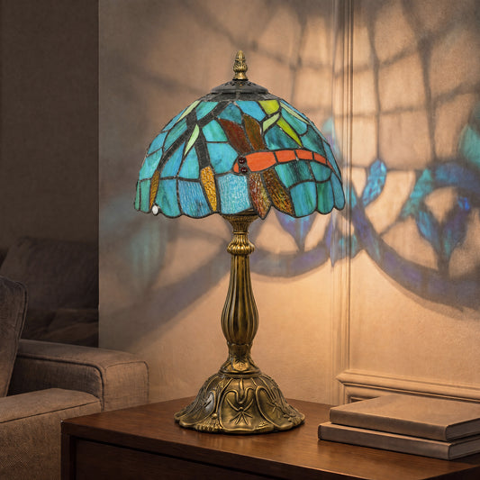 HOMCOM Tiffany Stained Glass Table Lamp in Green