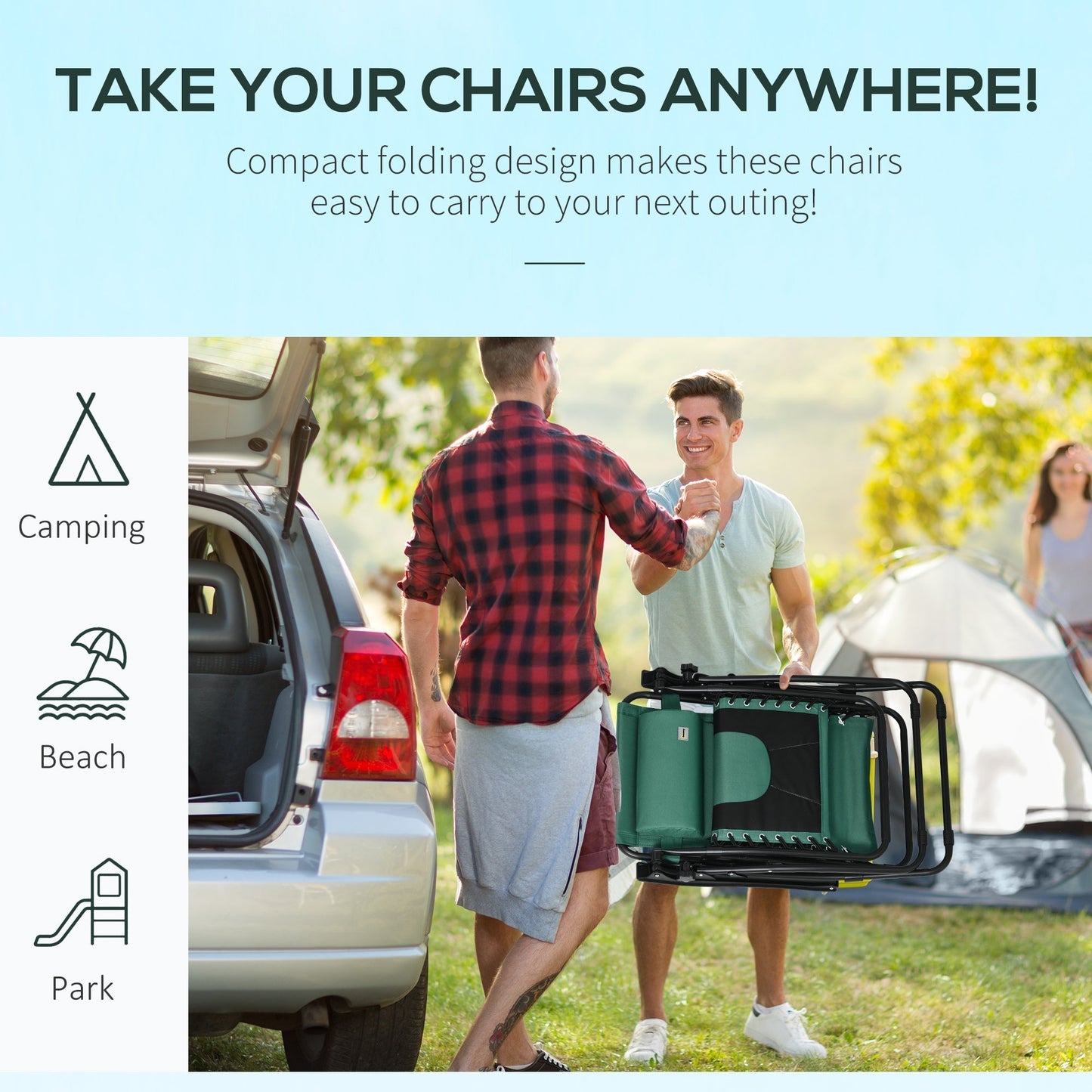 Outsunny Zero Gravity Lounger Chair Set of 2, كرسي قابل للطي للاسترخاء في الفناء مع مقعد مبطن، وحامل أكواب، ووسادة ناعمة ومسند رأس للمسبح، والتخييم، أخضر