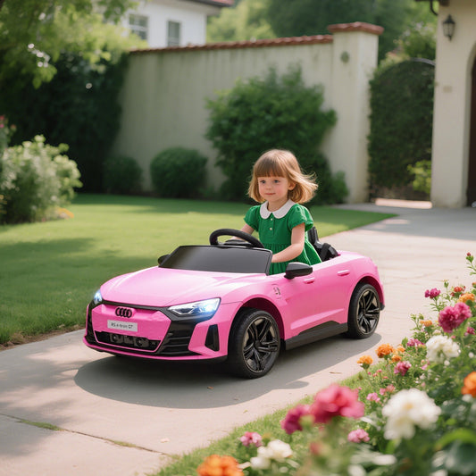HOMCOM Audi مرخصة سيارة ركوب كهربائية للأطفال 12 فولت، مع جهاز تحكم عن بعد، نظام تعليق، أضواء، موسيقى، محرك - وردي