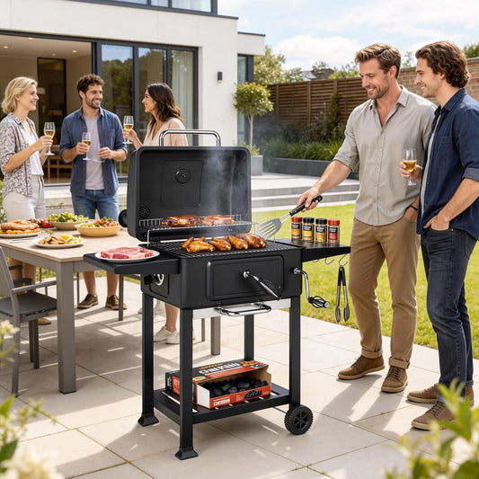 Outsunny Charcoal BBQ Grill with Adjustable Charcoal Pan