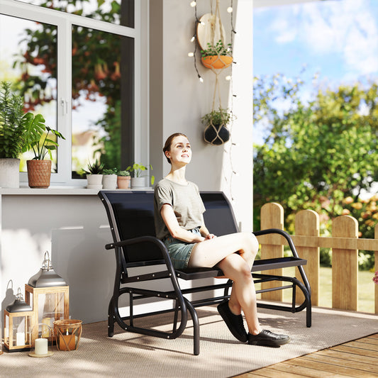 Outsunny 2-Person Outdoor Glider Bench in Black