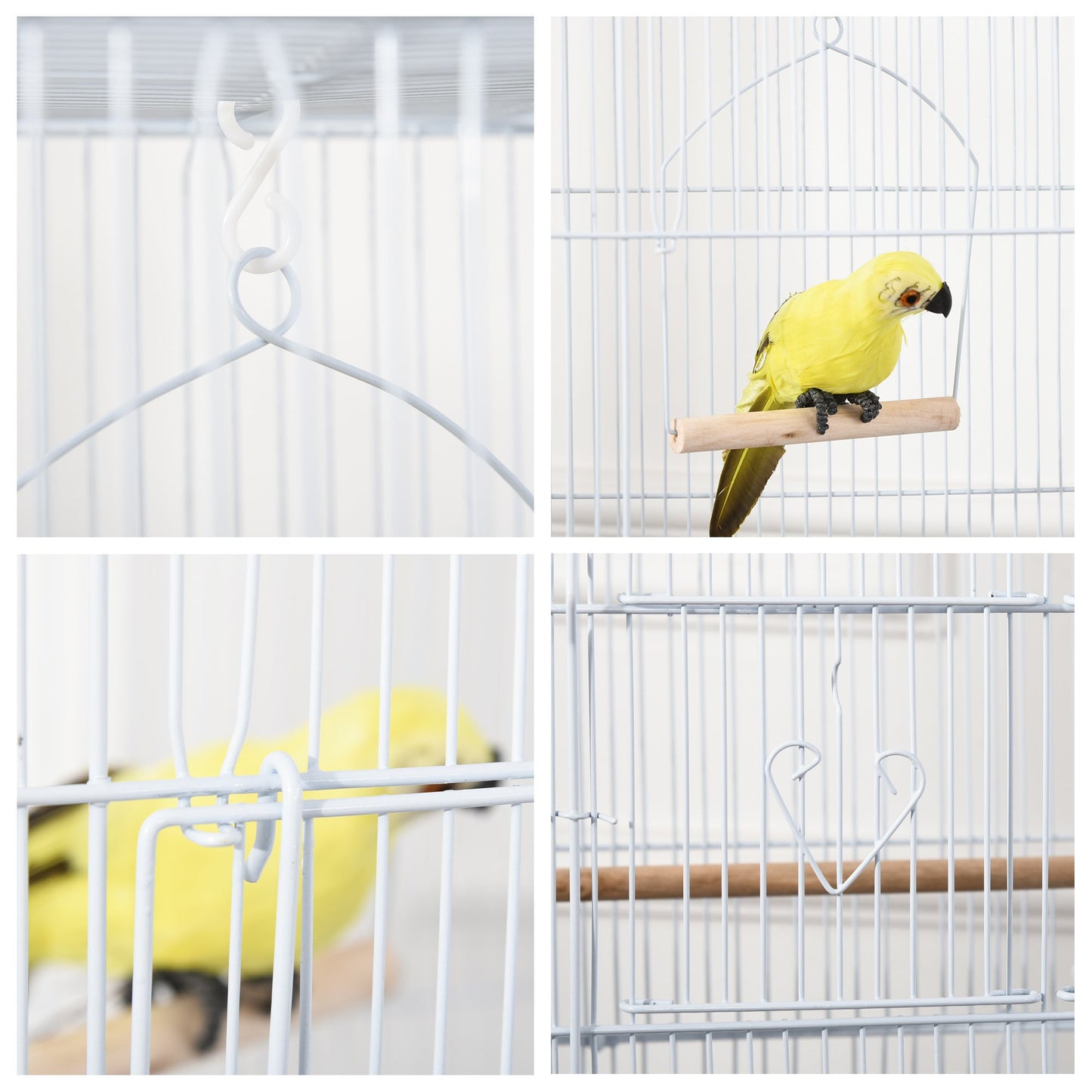 PawHut Large Metal Bird Cage with Stand, Perches, Food Bowls, Swing, for Budgies, Parakeets,White