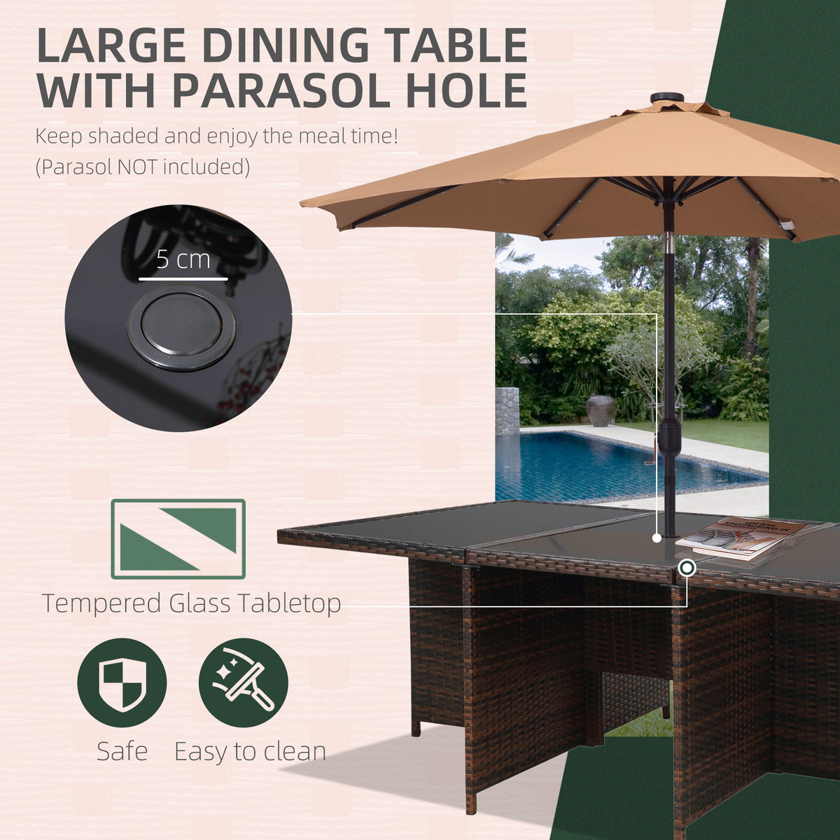 Outsunny 10 Seater Rattan Cube Garden Furniture Set in Mixed Brown