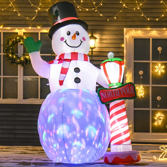 HOMCOM 8ft Tall Christmas Inflatable Snowman with Street Lamp in White