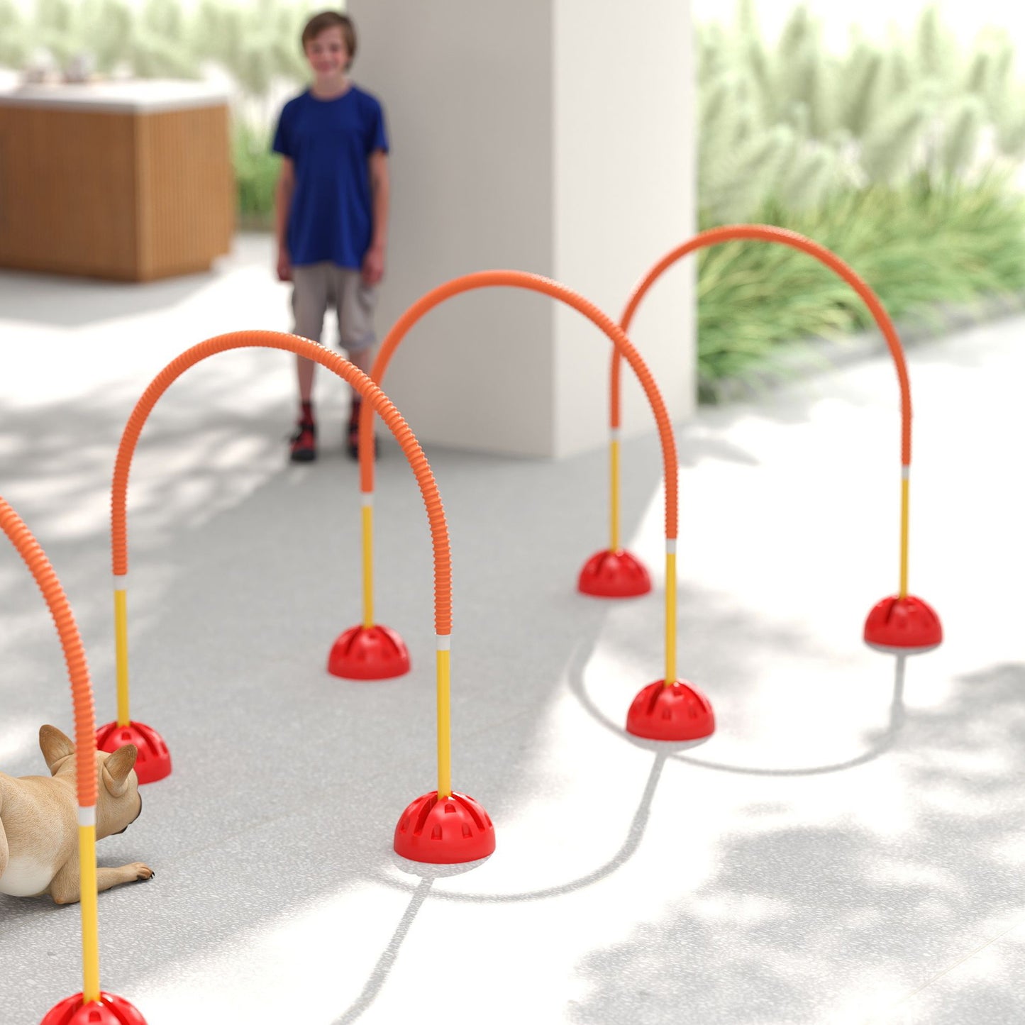 PawHut 4 Piece Dog Agility Training Equipment with 4 Adjustable Width Doors, Carry Bag, for Garden, Orange