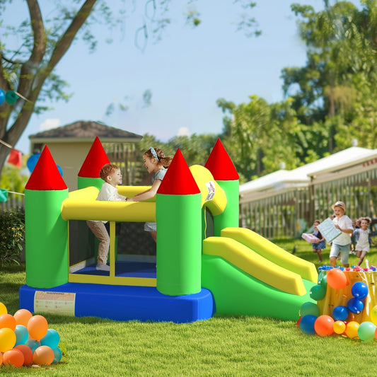 HOMCOM Nylon Inflatable Bouncy Castle in Green