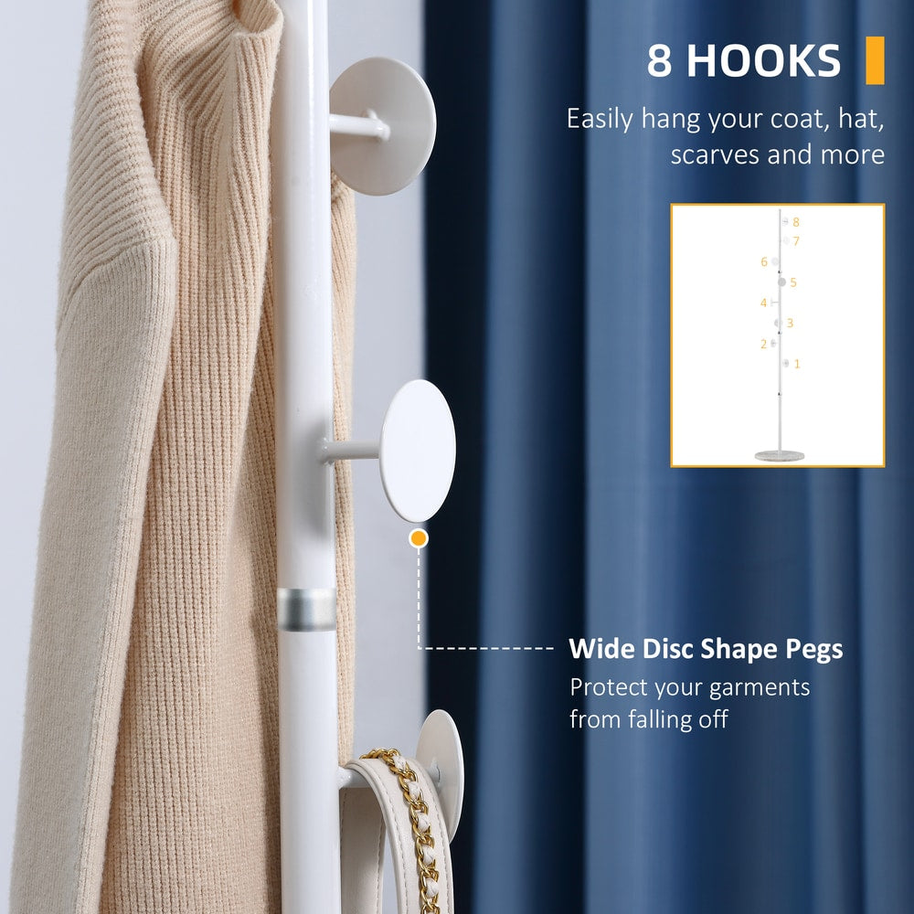 HOMCOM Coat Rack Free Standing Hall Tree in White
