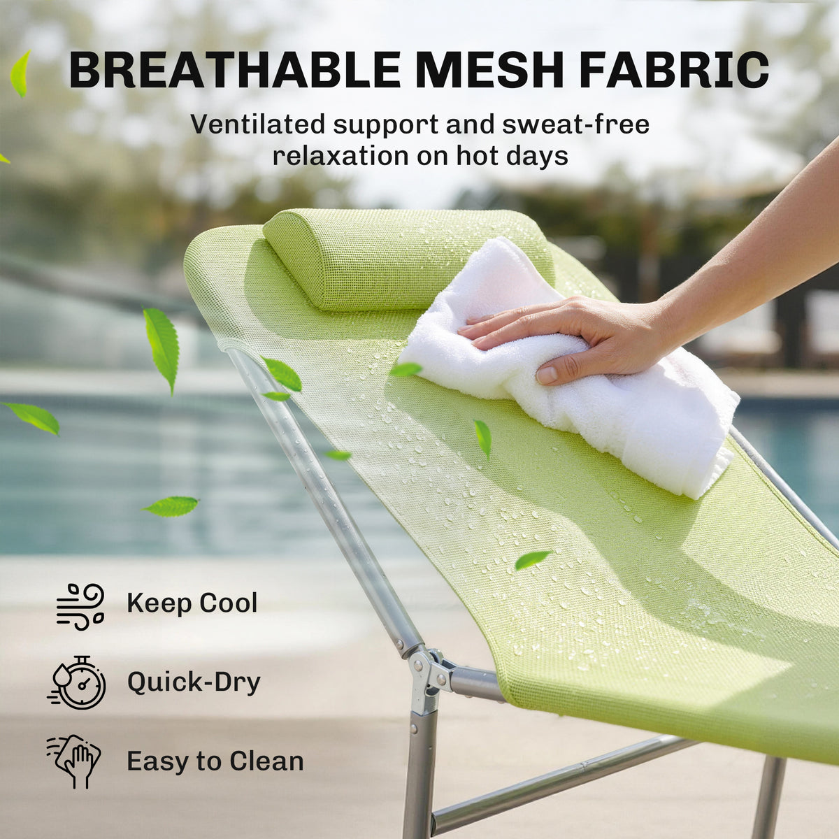 Outsunny Single Folding Sun Lounger in Green