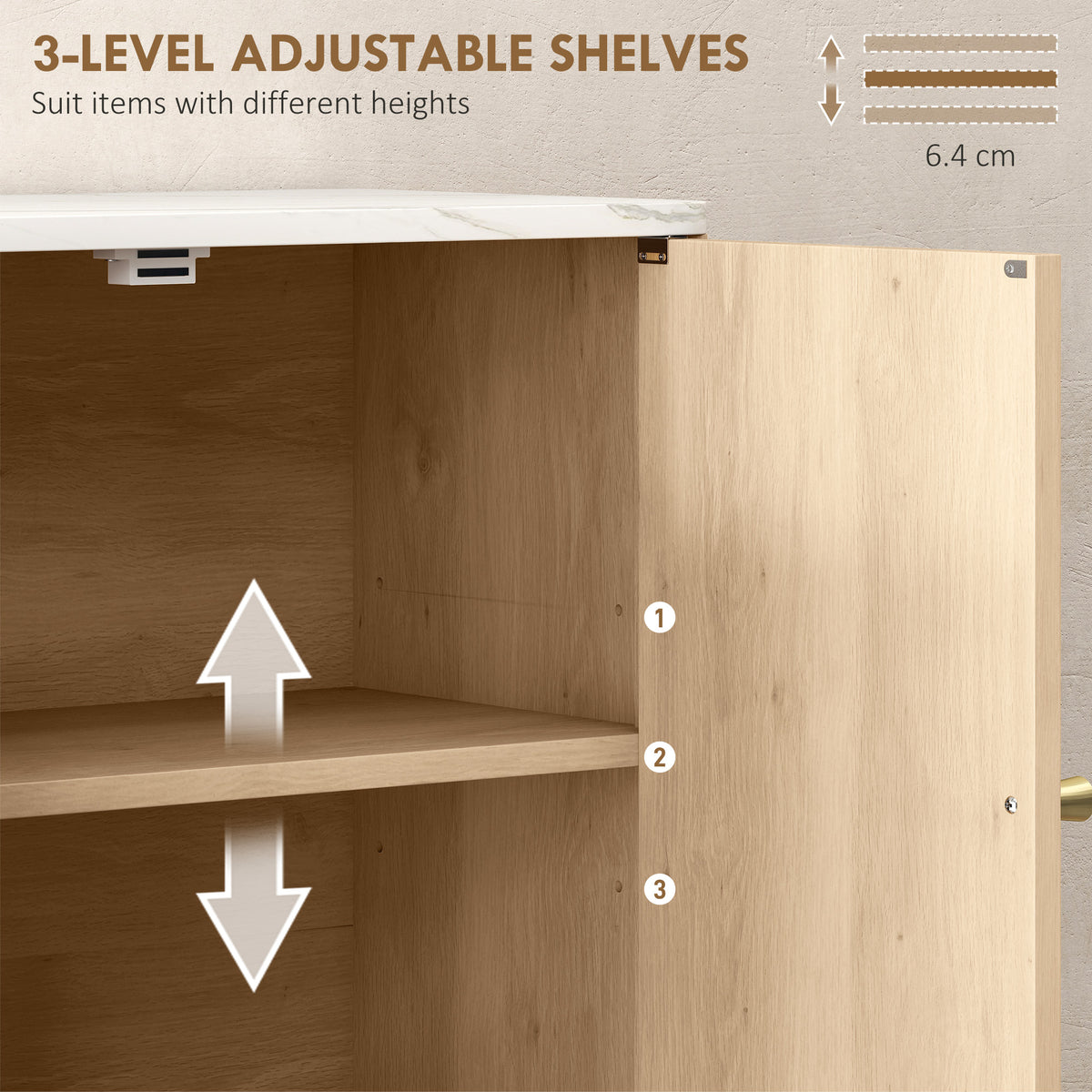 HOMCOM Bathroom Wall Cabinet with Adjustable Shelf in Oak