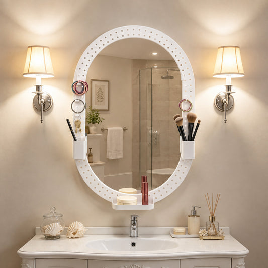 HOMCOM Oval Wall Mirror in White