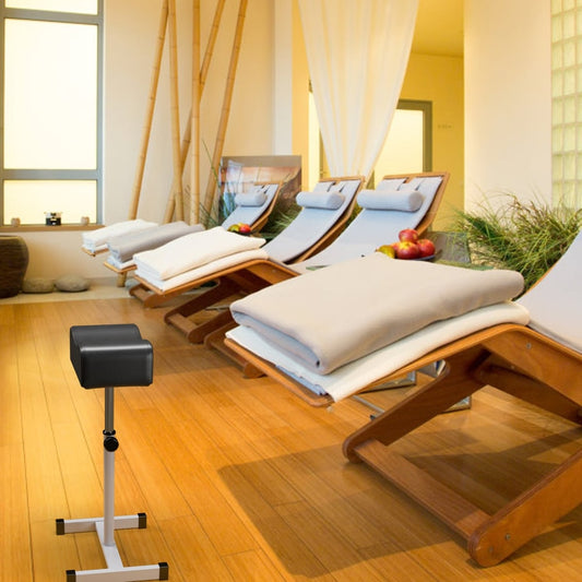 The spa footrest is positioned in a relaxing salon setting with loungers