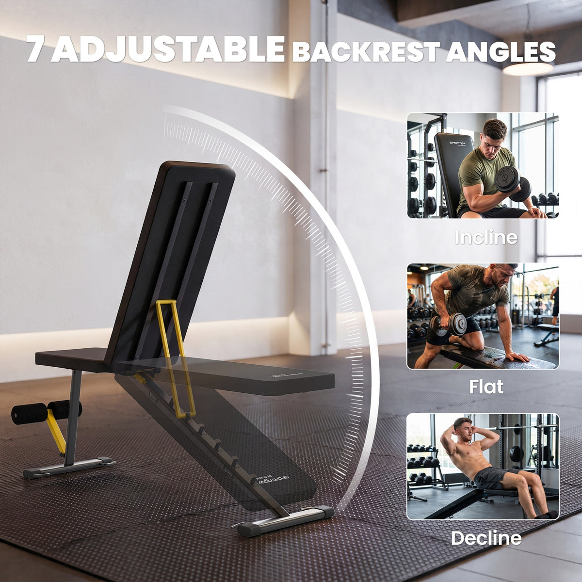 SPORTNOW Adjustable Weight Bench in Yellow