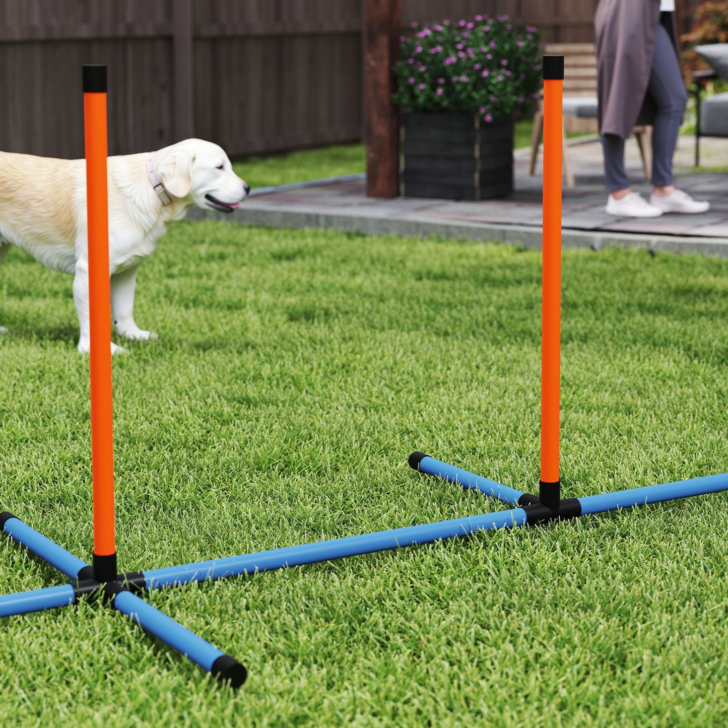 PawHut 7-Piece Dog Agility Equipment Set with Weave Poles, Jump Ring and Hurdle, Pause Box and Carry Bag, Orange
