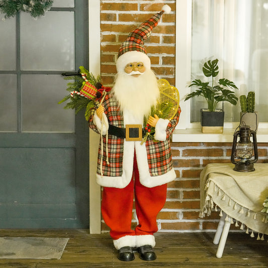 HOMCOM 120cm Animated Santa Claus Figure in Red and Green