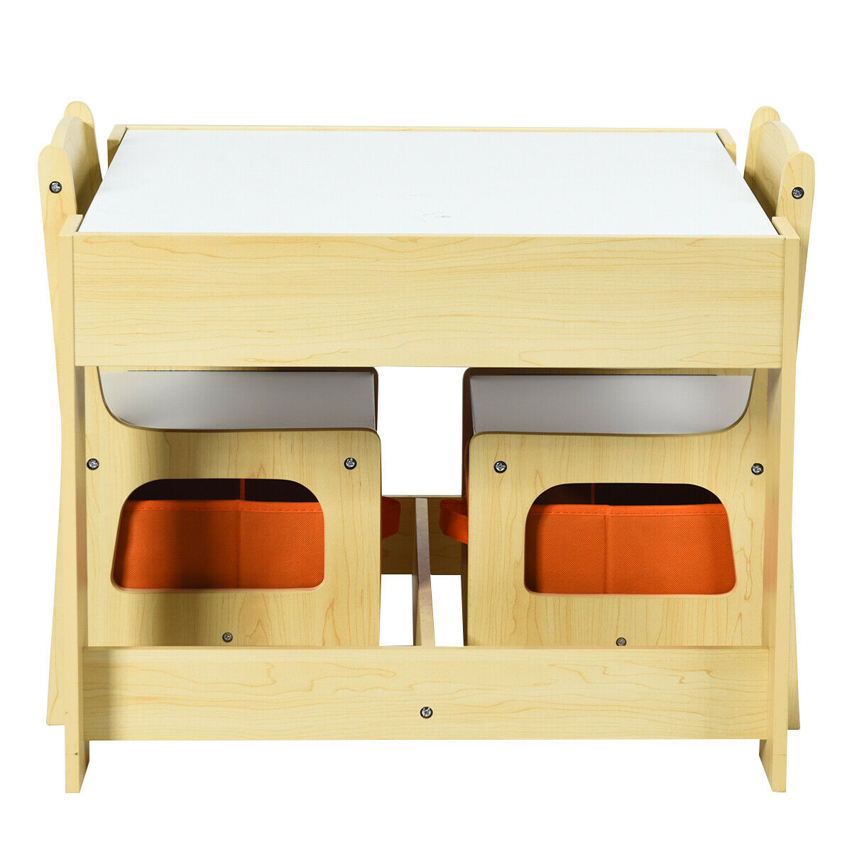 Children's Table and Chair Set with Storage Boxes-Beige