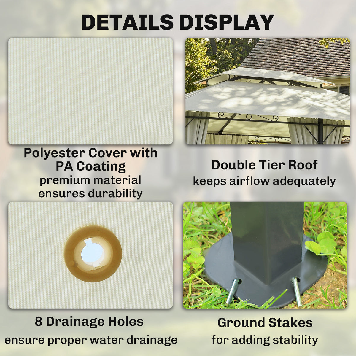 Outsunny)Garden Gazebo in Beige