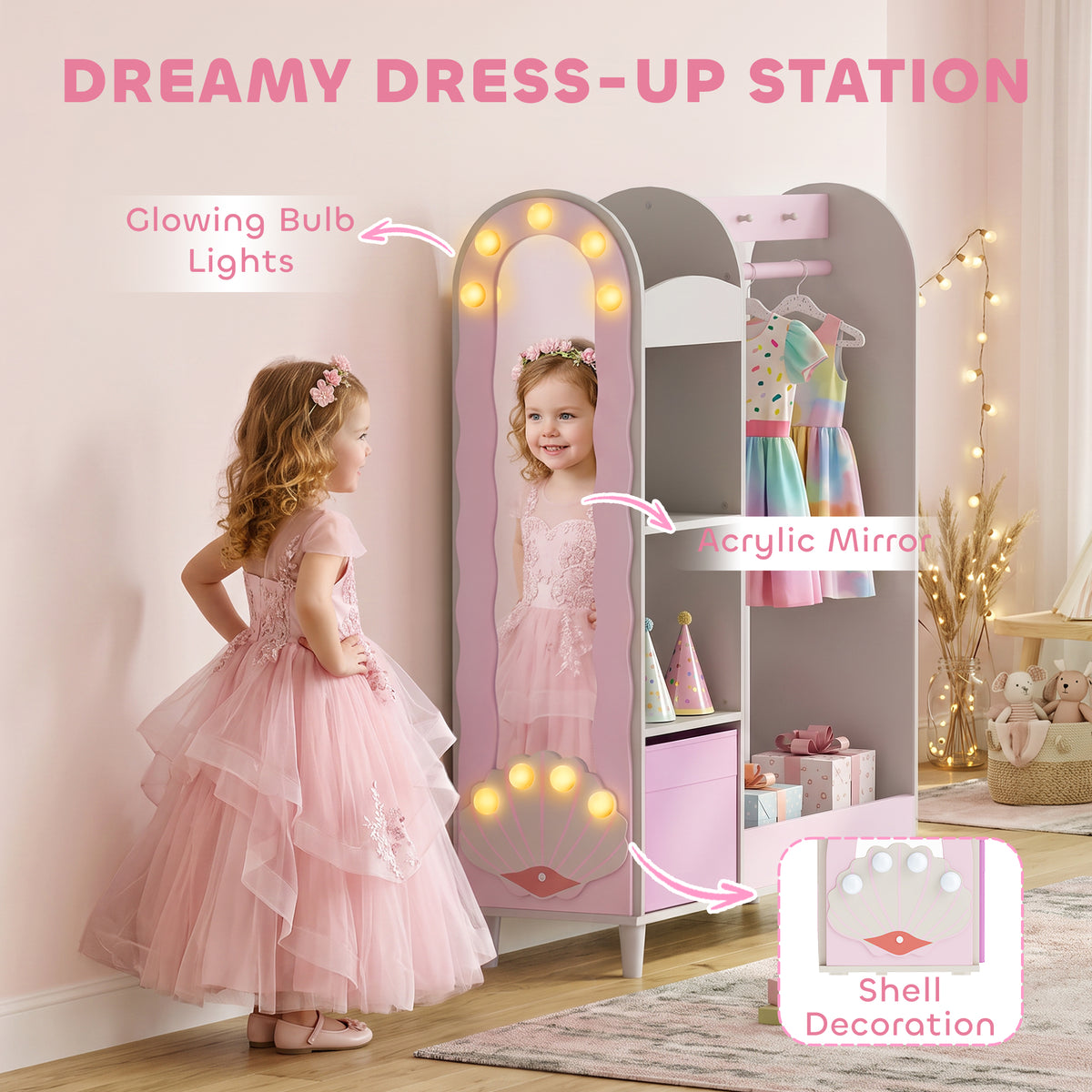 AIYAPLAY Kids Clothing Rack in Pink