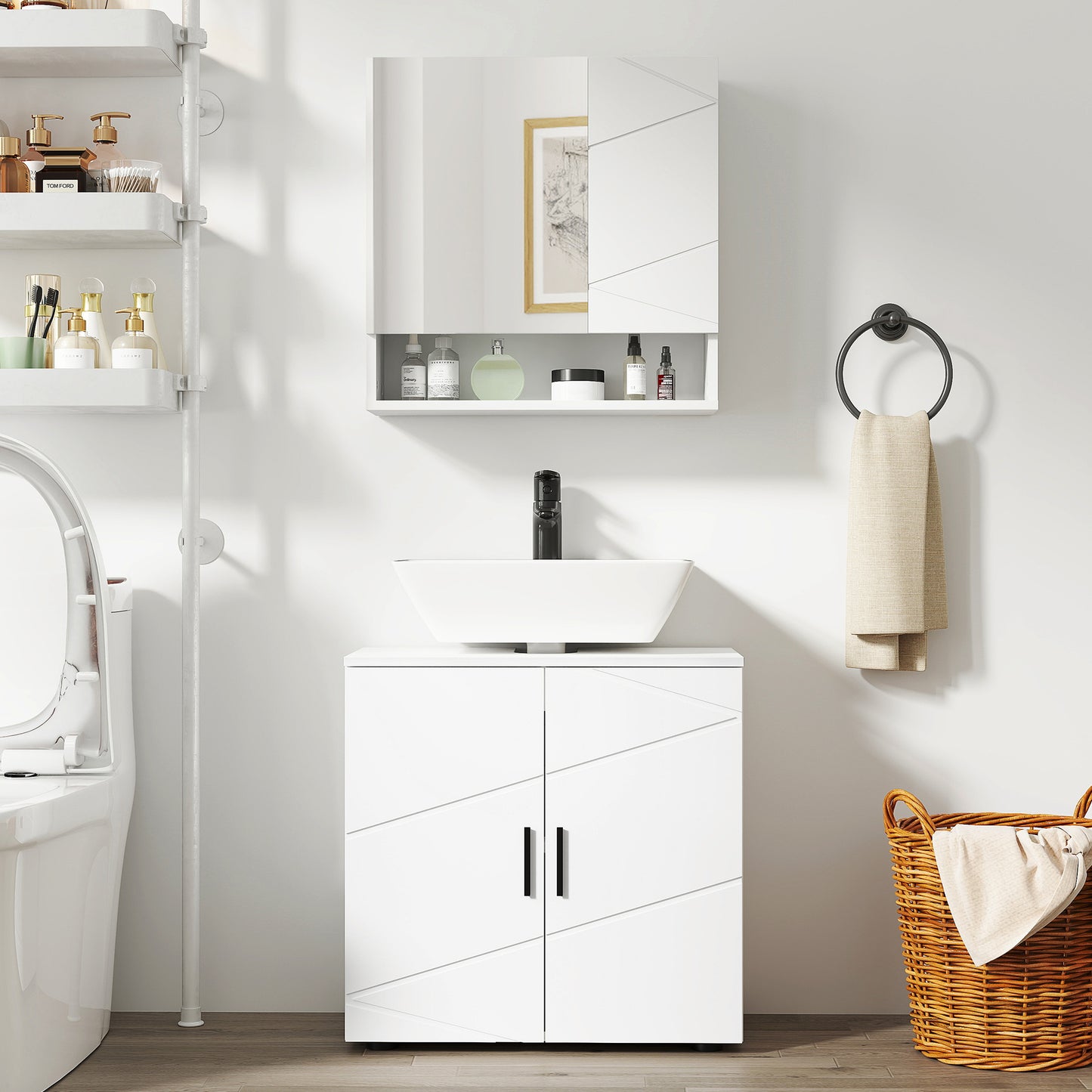 kleankin Under Sink Cabinet with Shelf - White