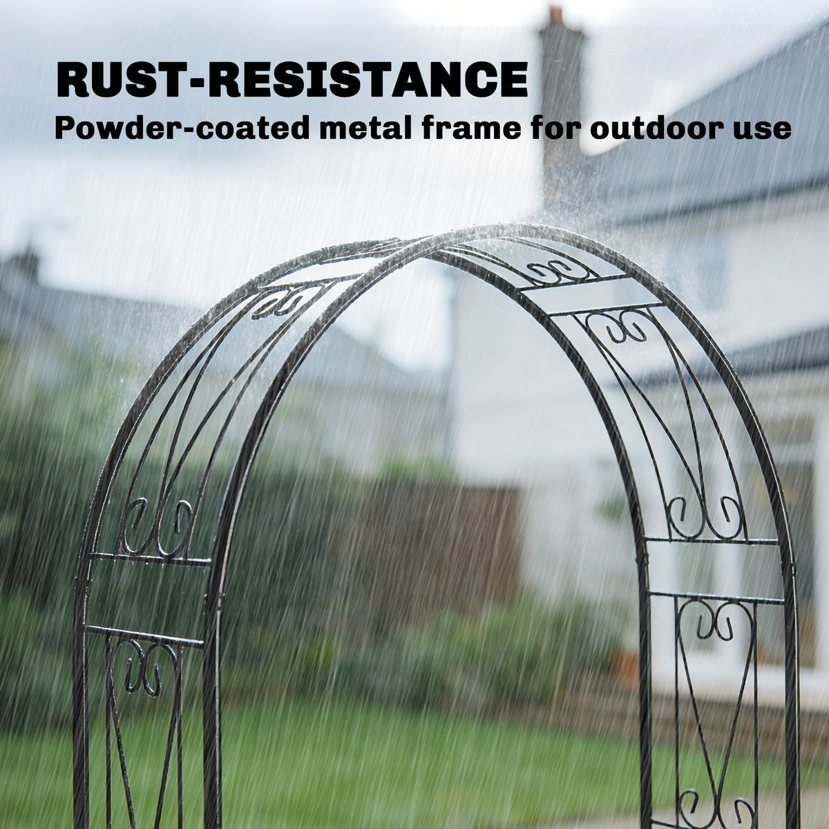 Outsunny Garden Arch, Arbour Trellis for Climbing Plants, Rose Arch for Wedding Garden Decoration, 155 x 40 x 246 cm, Black