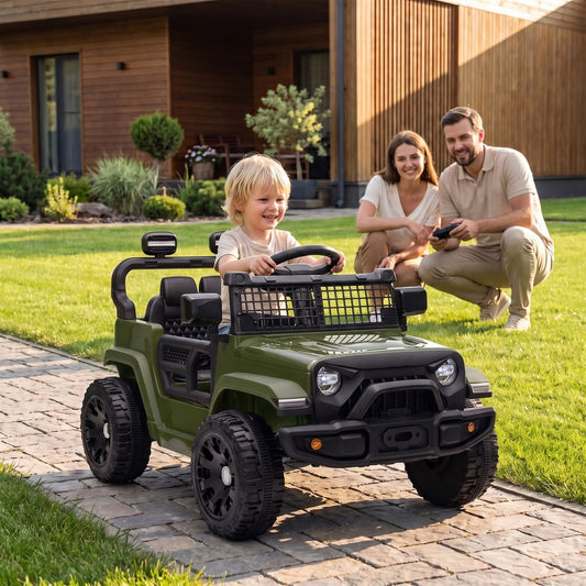 AIYAPLAY 12V Electric Car for Kids with Remote in Dark Green