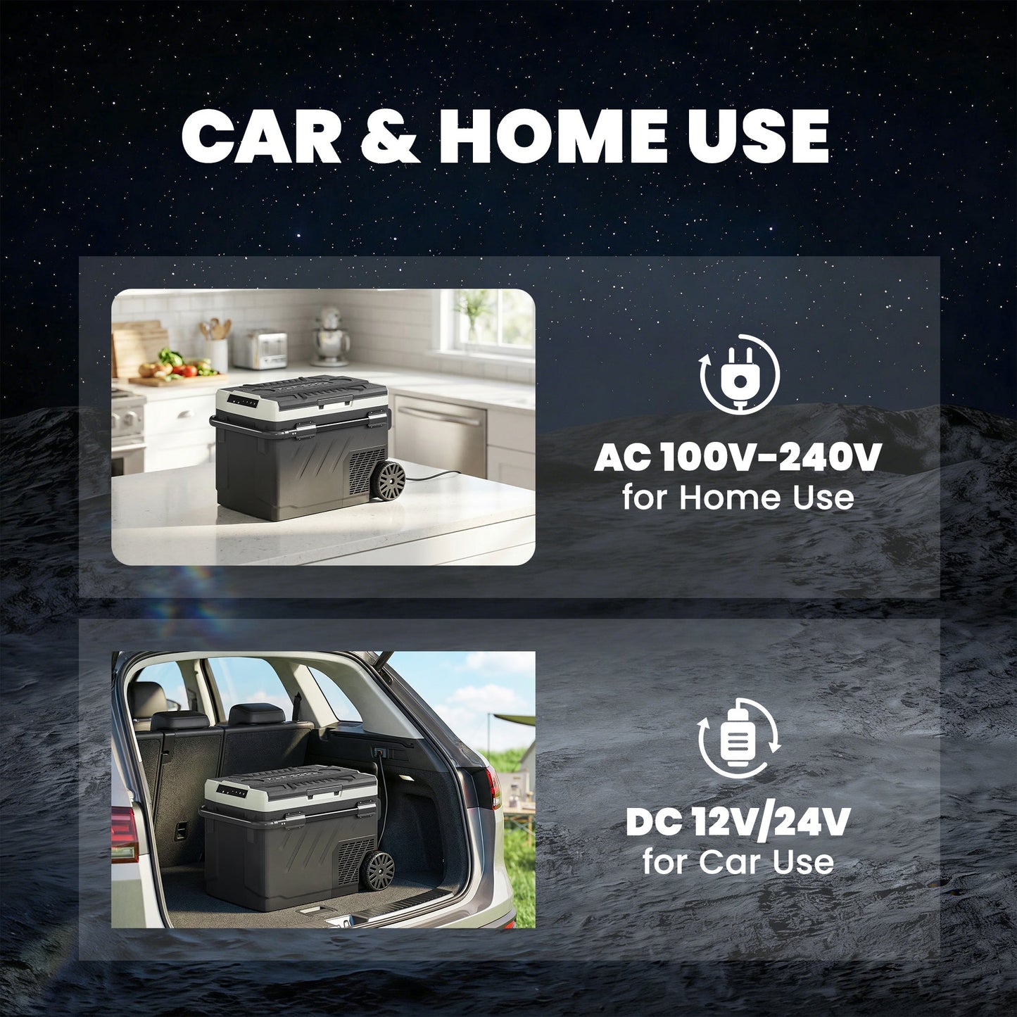 Outsunny 40L Compressor Car Fridge Freezer, Dual Zone Camping Refrigerator with App Control, Telescopic Handle, -20 degreesC-20 degreesC