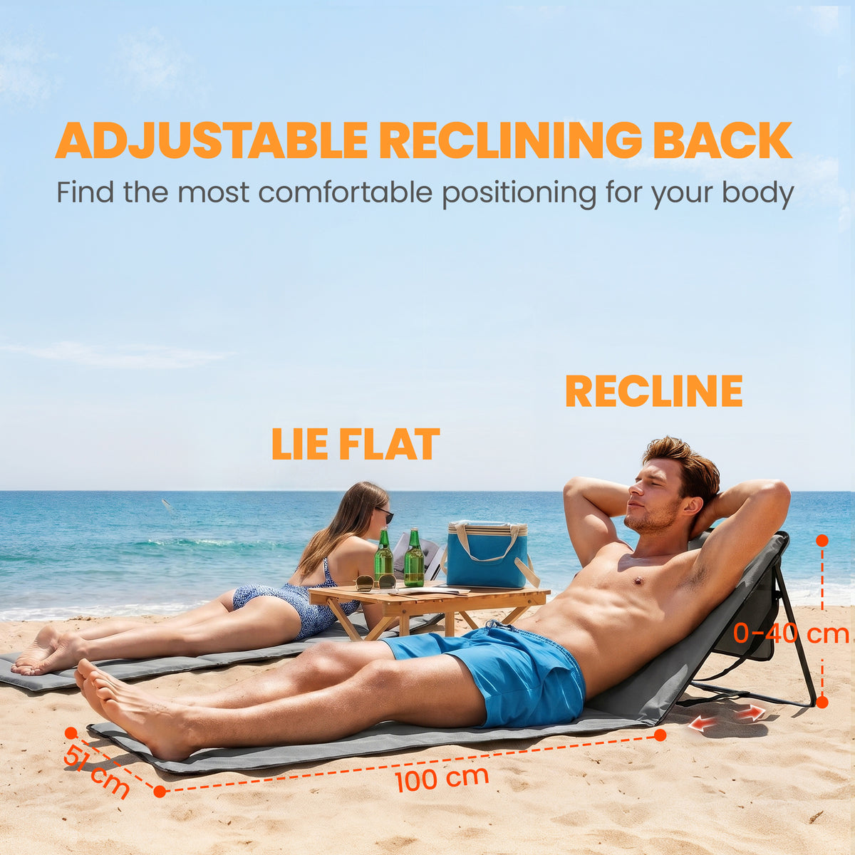 Outsunny Set of 2 Foldable Garden Beach Chair Mat in Black and Grey
