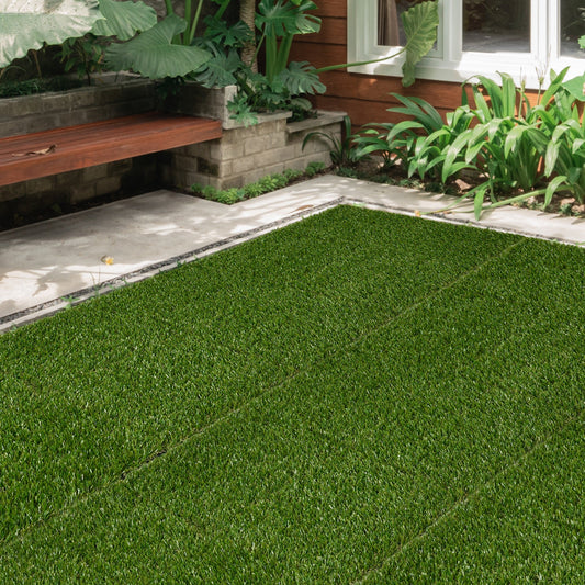 سجادة عشب اصطناعي من Outsunny مكونة من 10 قطع، مقاس 30 × 30 سم، ارتفاع الوبر 25 مم، مقاومة للأشعة فوق البنفسجية للاستخدام الخارجي