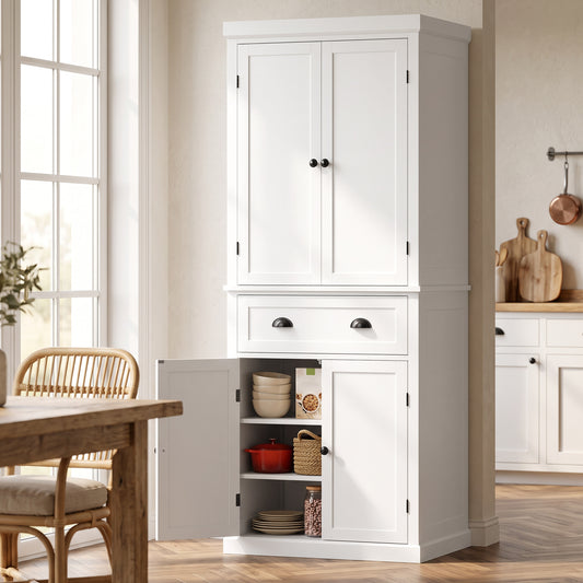 HOMCOM Tall Kitchen Cupboard in White
