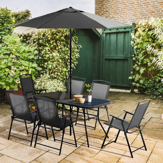 Outsunny Eight-Piece Garden Dining Set in Black