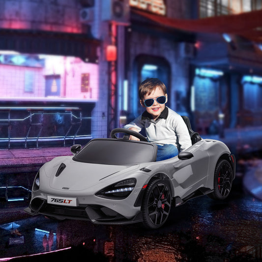 AIYAPLAY McLaren 765LT Licensed 12V Kids Electric Ride on Car in Grey