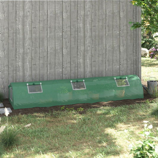 Outsunny Mini Greenhouse, دفيئة نفق محمولة، دفيئة خضراء بإطار فولاذي مع 5 شبابيك شبكية، 3 أمتار، أخضر