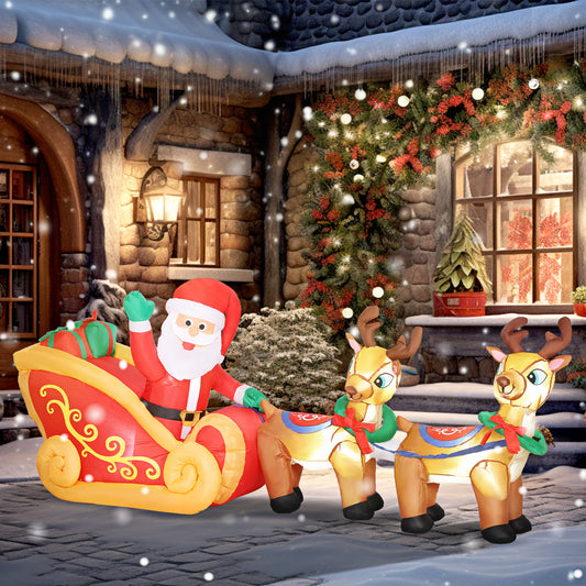 Outsunny 7.9ft Christmas Inflatable Santa on Sleigh in Red