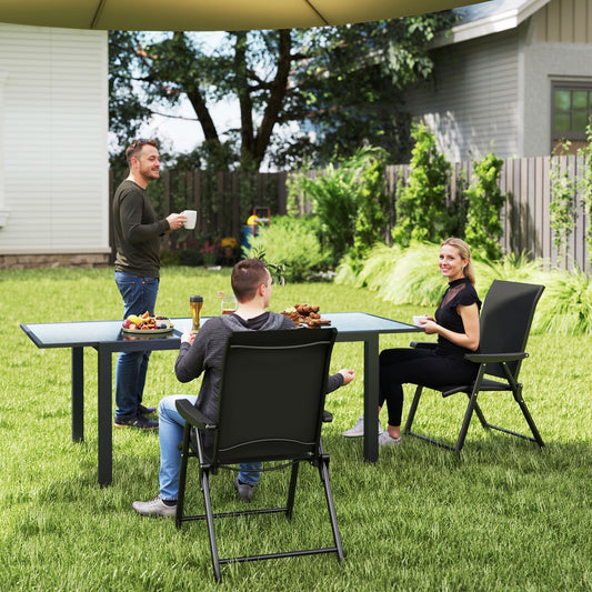 كرسيان قابلان للطي للاستخدام الخارجي من Outsunny - أسود