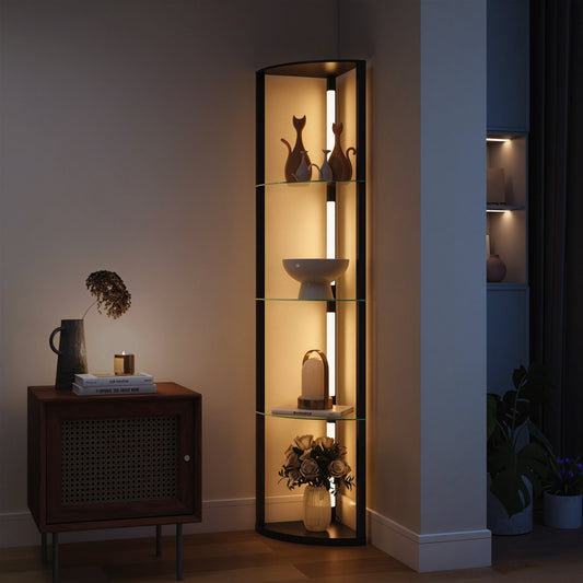 مصباح أرضي LED من HOMCOM مع أرفف، مصباح قائم قابل للتعتيم مع مفتاح قدم لغرفة المعيشة وغرفة النوم، أسود