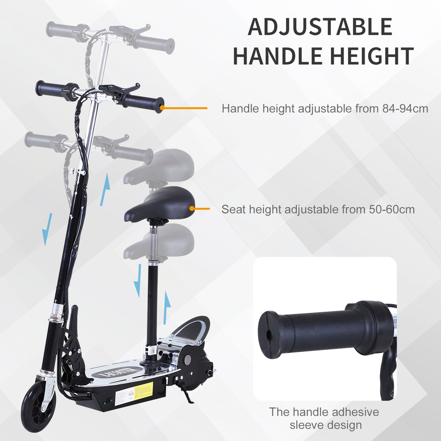 HOMCOM Electric Scooter for Kids, Foldable Powered Scooters for Age 7-12 with 120W Motor, Up to 10 KM/H & 8 KM, Adjustable Ride on Toy (Black)